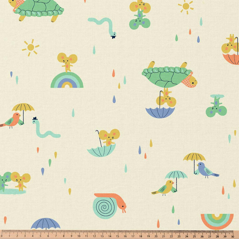 Printed Cotton TORTA Ecru / Green